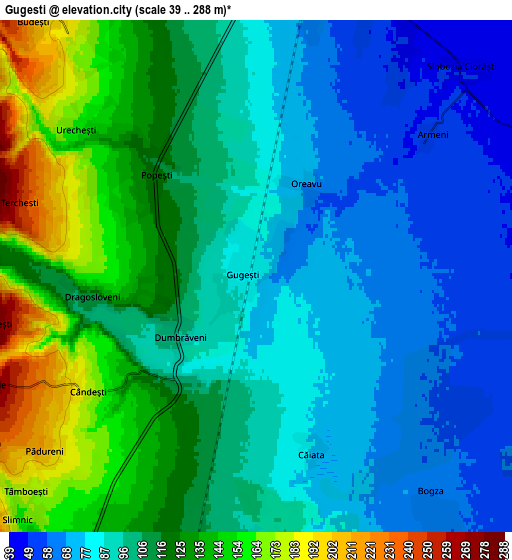 Zoom OUT 2x Gugeşti, Romania elevation map