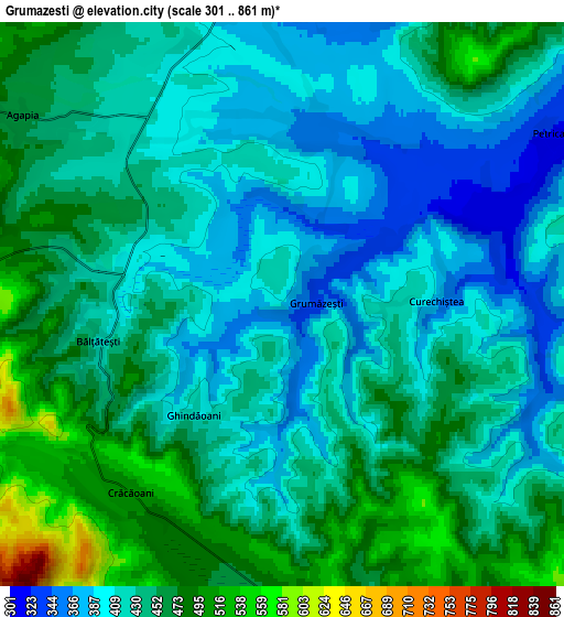 Zoom OUT 2x Grumăzeşti, Romania elevation map