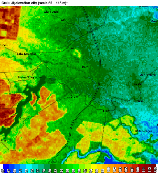 Zoom OUT 2x Gruiu, Romania elevation map