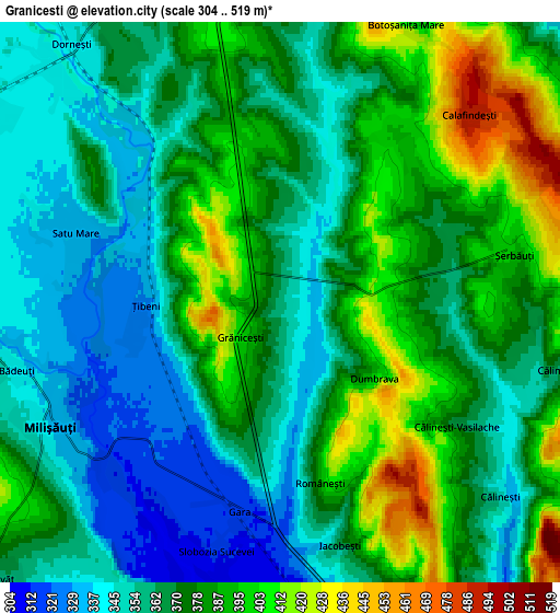 Zoom OUT 2x Grăniceşti, Romania elevation map