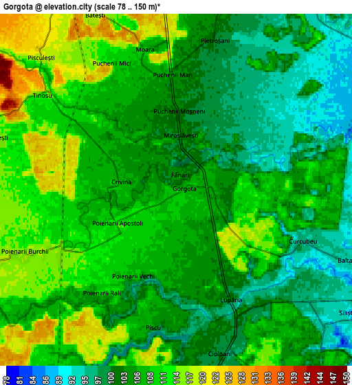 Zoom OUT 2x Gorgota, Romania elevation map