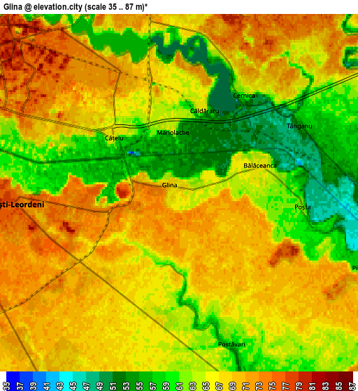 Zoom OUT 2x Glina, Romania elevation map