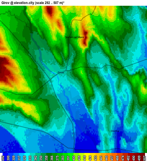 Zoom OUT 2x Girov, Romania elevation map