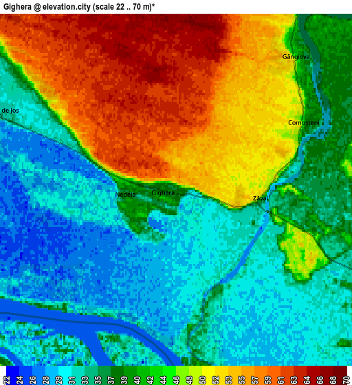 Zoom OUT 2x Gighera, Romania elevation map