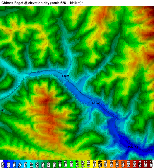 Zoom OUT 2x Ghimeş-Făget, Romania elevation map