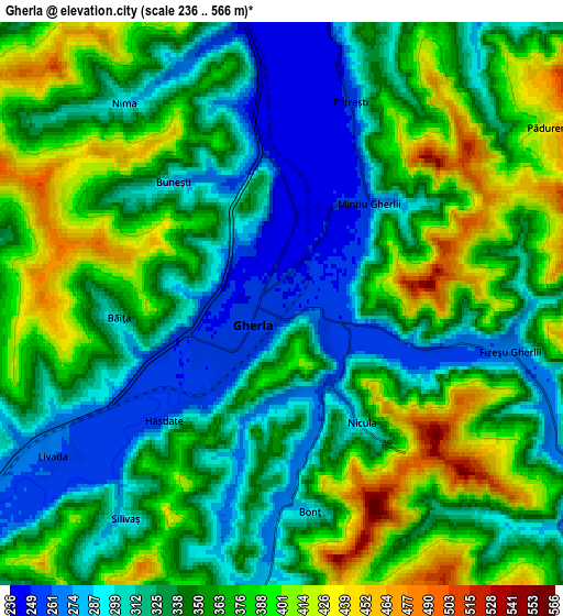 Zoom OUT 2x Gherla, Romania elevation map