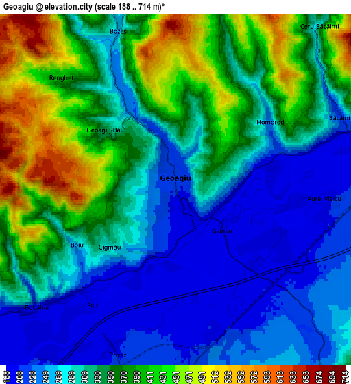 Zoom OUT 2x Geoagiu, Romania elevation map