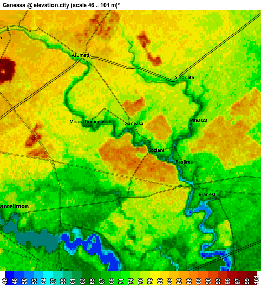 Zoom OUT 2x Găneasa, Romania elevation map