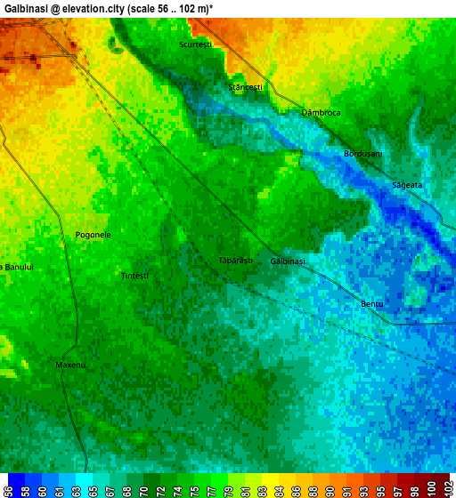 Zoom OUT 2x Gălbinaşi, Romania elevation map