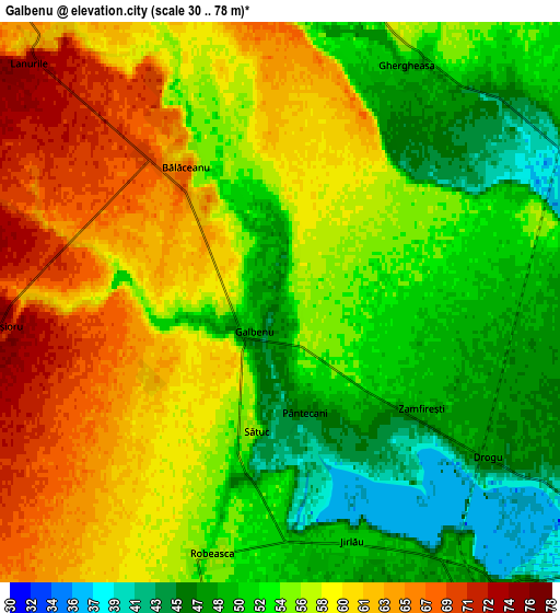 Zoom OUT 2x Galbenu, Romania elevation map