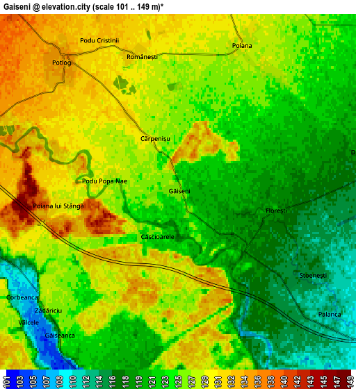 Zoom OUT 2x Găiseni, Romania elevation map