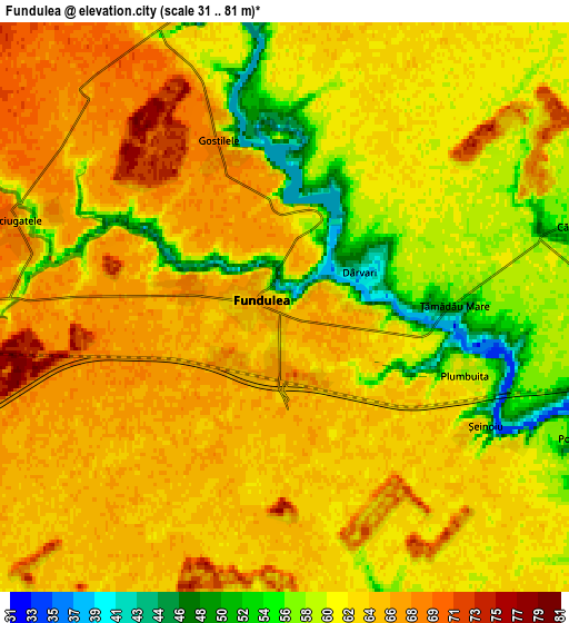 Zoom OUT 2x Fundulea, Romania elevation map