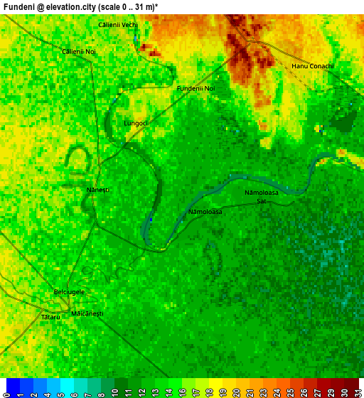 Zoom OUT 2x Fundeni, Romania elevation map