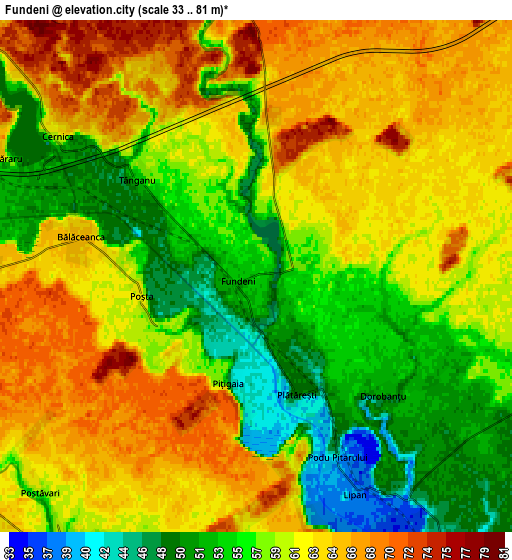 Zoom OUT 2x Fundeni, Romania elevation map