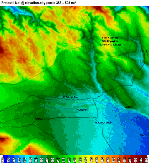 Zoom OUT 2x Frătăuţii Noi, Romania elevation map