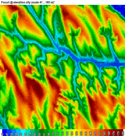 Zoom OUT 2x Focuri, Romania elevation map