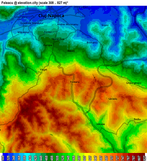 Zoom OUT 2x Feleacu, Romania elevation map