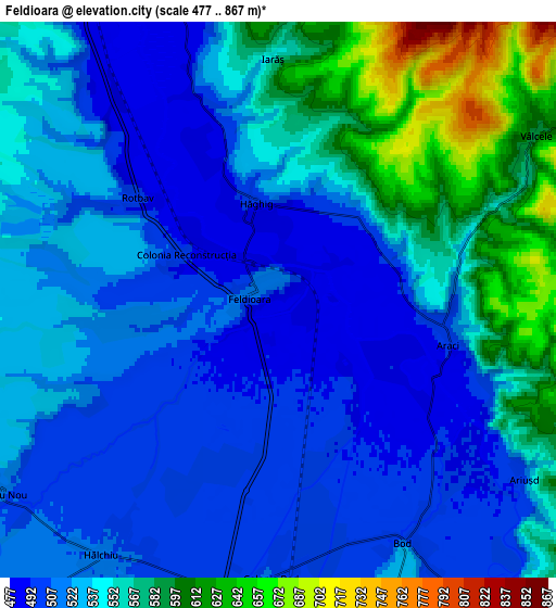 Zoom OUT 2x Feldioara, Romania elevation map