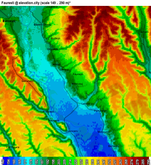 Zoom OUT 2x Făureşti, Romania elevation map