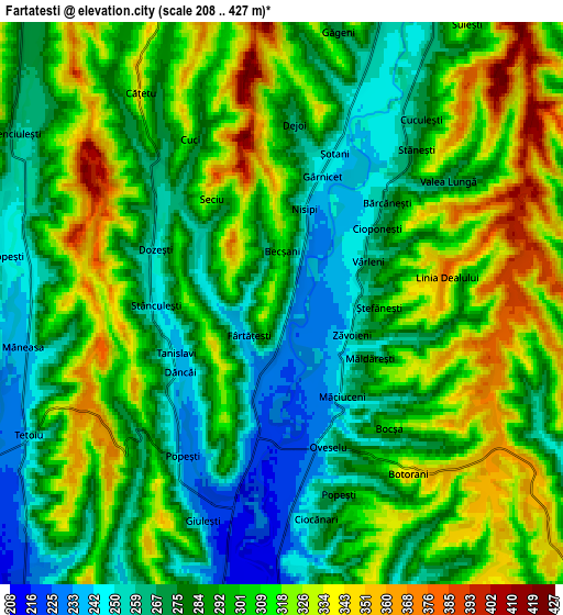 Zoom OUT 2x Fărtăţeşti, Romania elevation map