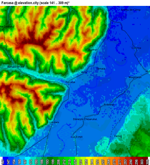 Zoom OUT 2x Fărcaşa, Romania elevation map