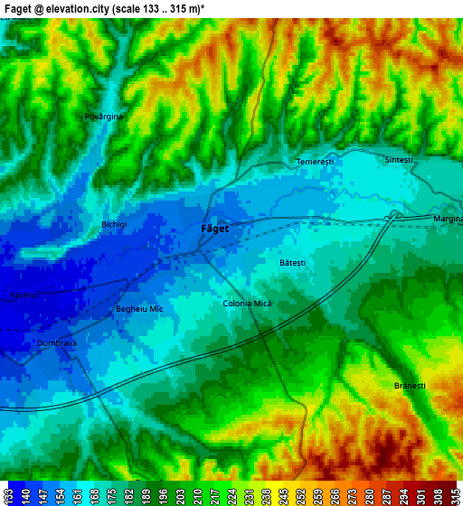 Zoom OUT 2x Făget, Romania elevation map