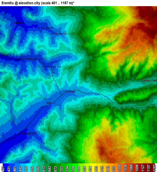 Zoom OUT 2x Eremitu, Romania elevation map