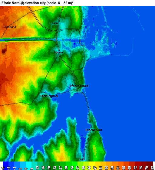 Zoom OUT 2x Eforie Nord, Romania elevation map