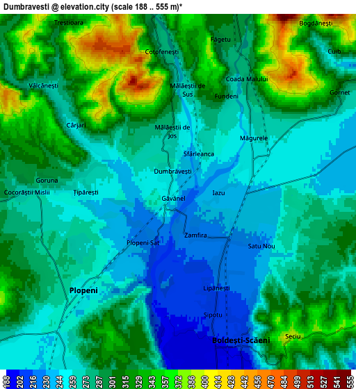 Zoom OUT 2x Dumbrăveşti, Romania elevation map