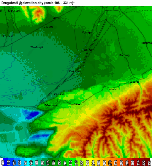 Zoom OUT 2x Drăguţeşti, Romania elevation map