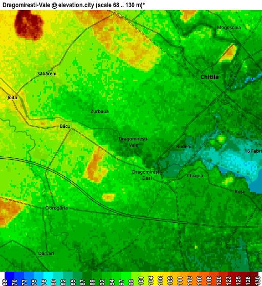 Zoom OUT 2x Dragomireşti-Vale, Romania elevation map