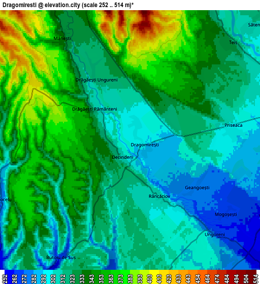 Zoom OUT 2x Dragomireşti, Romania elevation map