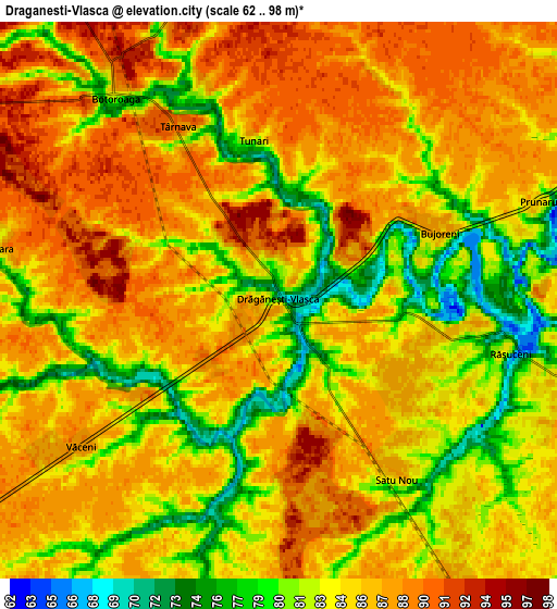 Zoom OUT 2x Drăgăneşti-Vlaşca, Romania elevation map