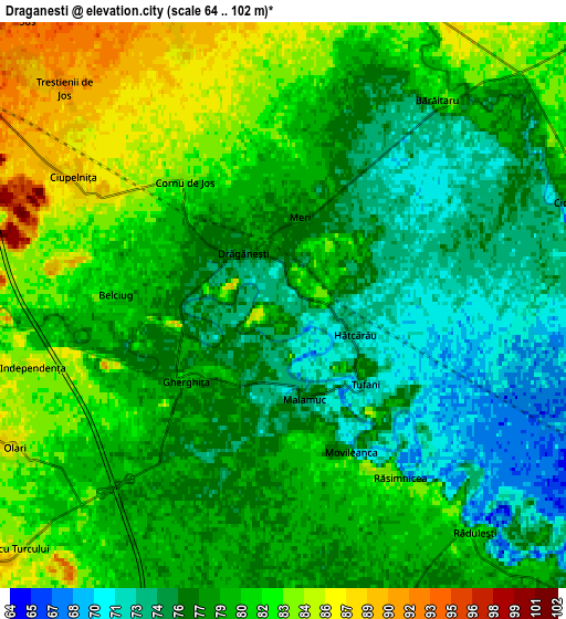 Zoom OUT 2x Drăgăneşti, Romania elevation map