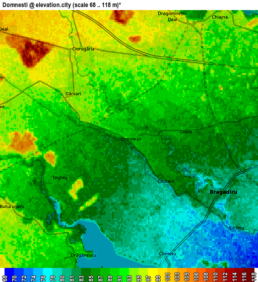 Zoom OUT 2x Domnești, Romania elevation map