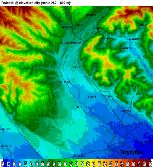 Zoom OUT 2x Doiceşti, Romania elevation map