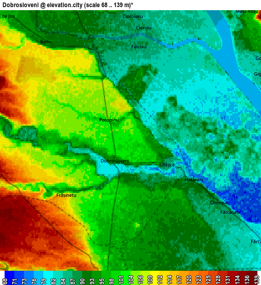 Zoom OUT 2x Dobrosloveni, Romania elevation map