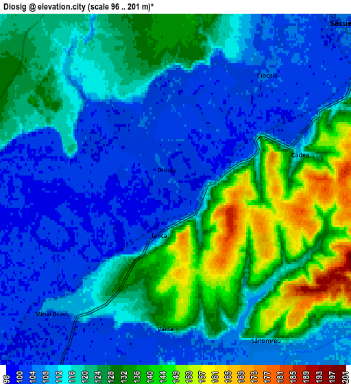 Zoom OUT 2x Diosig, Romania elevation map