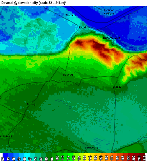 Zoom OUT 2x Devesel, Romania elevation map