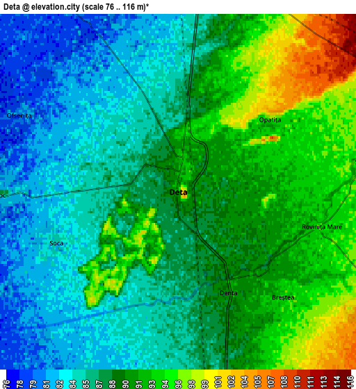 Zoom OUT 2x Deta, Romania elevation map