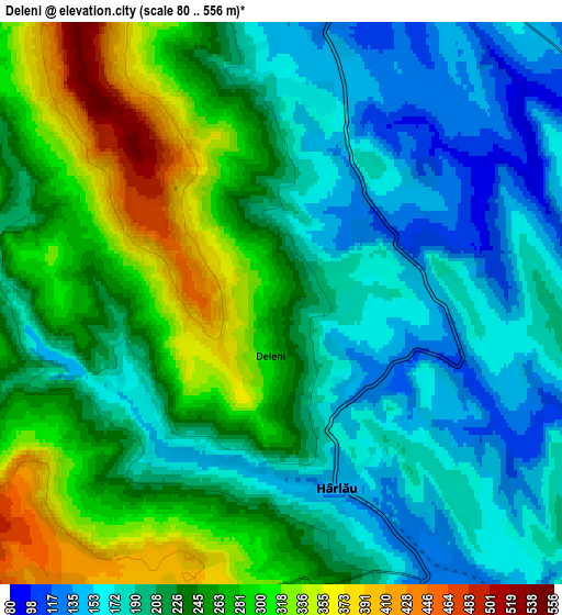 Zoom OUT 2x Deleni, Romania elevation map