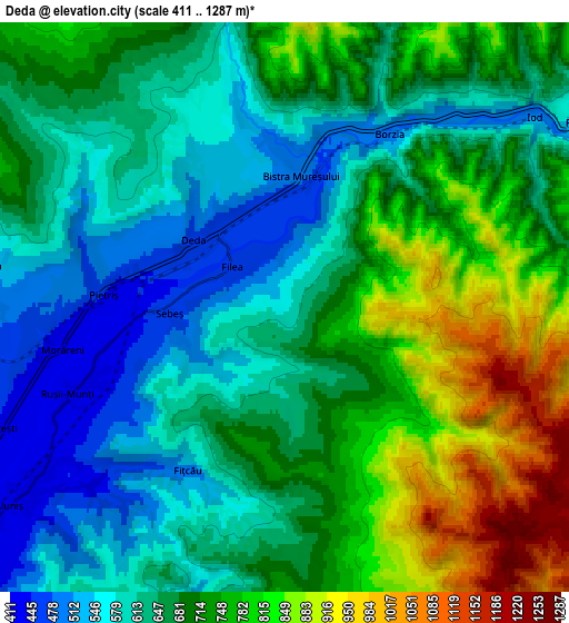 Zoom OUT 2x Deda, Romania elevation map