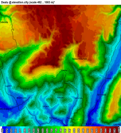 Zoom OUT 2x Dealu, Romania elevation map