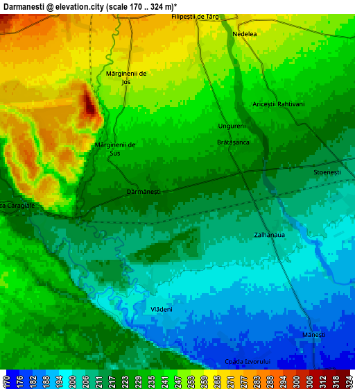 Zoom OUT 2x Dărmăneşti, Romania elevation map