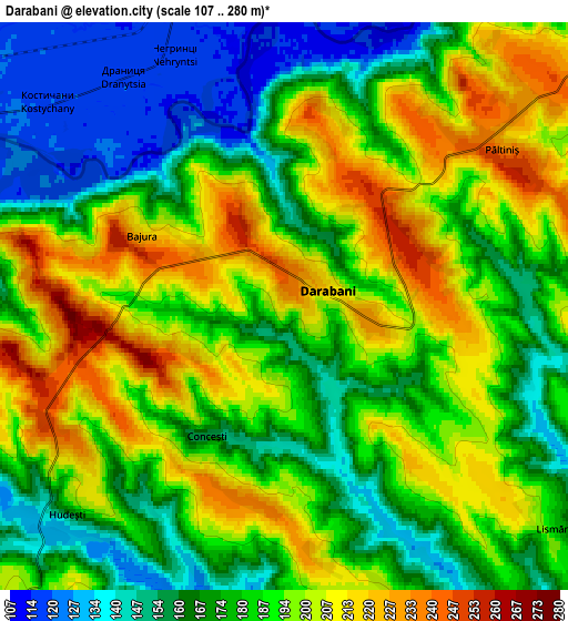 Zoom OUT 2x Darabani, Romania elevation map