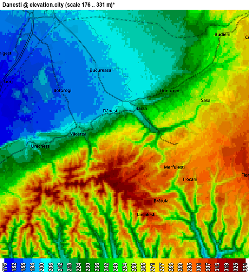 Zoom OUT 2x Dăneşti, Romania elevation map