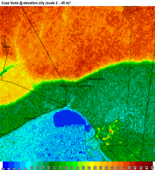 Zoom OUT 2x Cuza Vodă, Romania elevation map