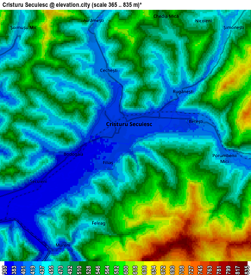 Zoom OUT 2x Cristuru Secuiesc, Romania elevation map