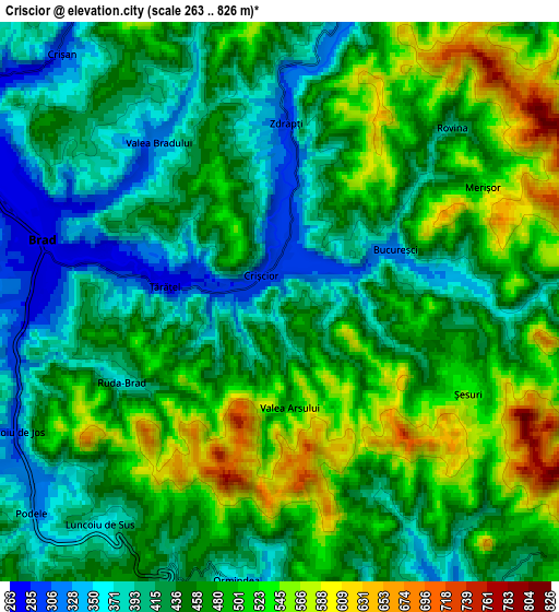 Zoom OUT 2x Crişcior, Romania elevation map