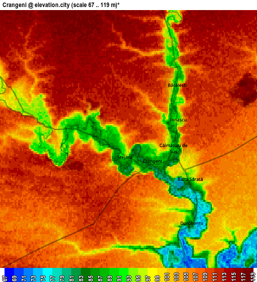 Zoom OUT 2x Crângeni, Romania elevation map